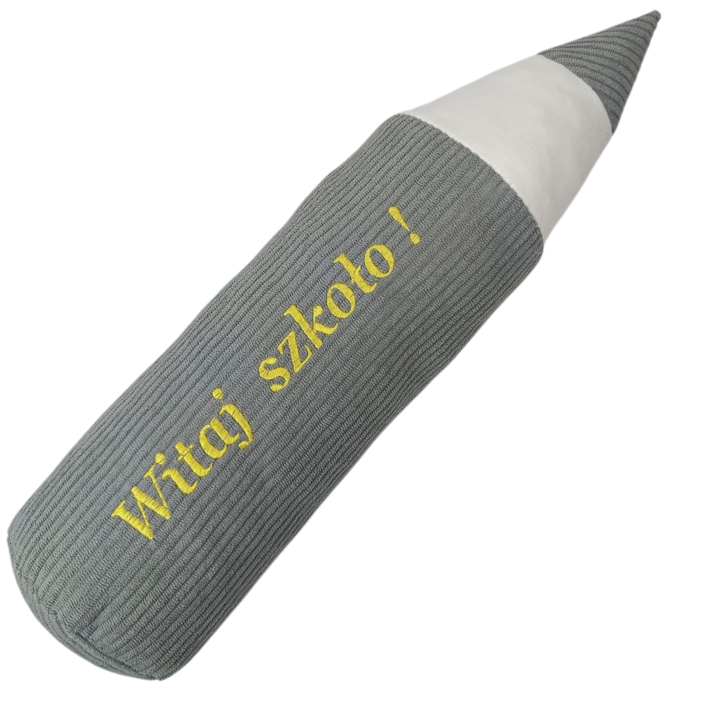 Szara Poduszka Ołówek Witaj szkoło!