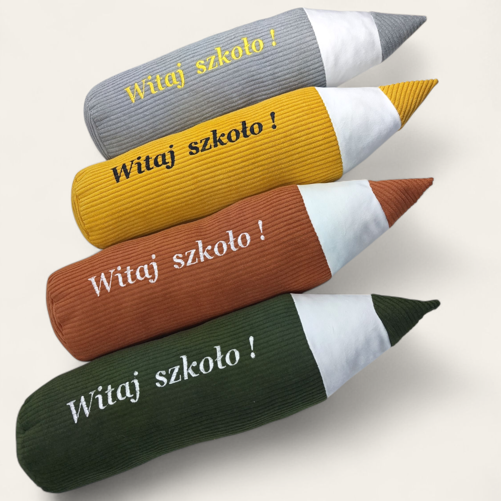 Żółta Poduszka Ołówek Witaj szkoło!