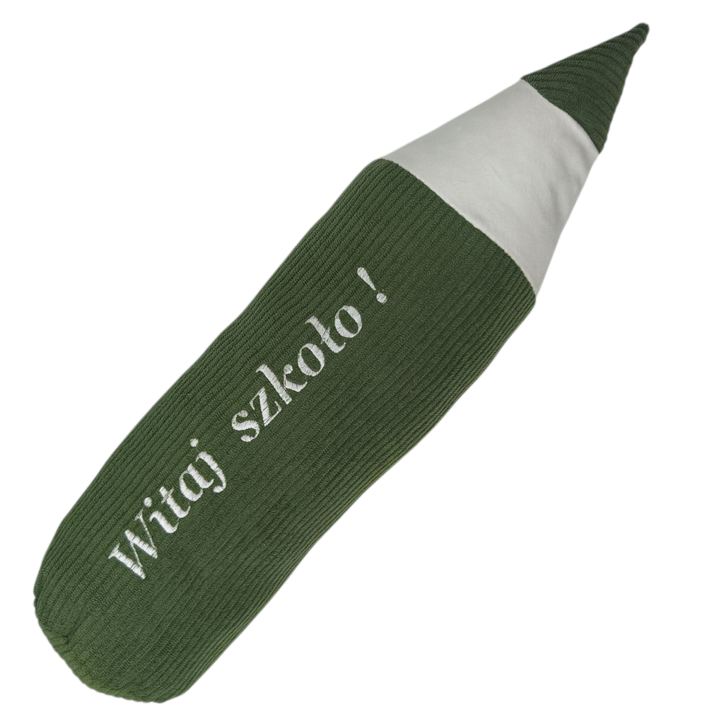Zielone Poduszka Ołówek Witaj szkoło!